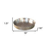 Handcrafted 13" Hammered Stainless Steel Round Tray