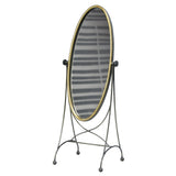 23" Black Round Framed Cheval Standing Mirror