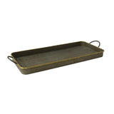 Set Of 3 Nesting Galvanized Metal And Gold Serving Trays