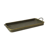 Set Of 3 Nesting Galvanized Metal And Gold Serving Trays