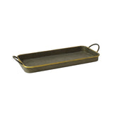 Set Of 3 Nesting Galvanized Metal And Gold Serving Trays