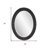 Oval Antiqued Black Wood Frame Mirror