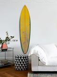 76" X 18" X 1" Distressed And Rustic Yellow Surfboard Wood Panel Wall Art