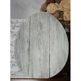 12" Farmhouse White Wwash Wooden Large Egg