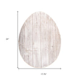 24" Rustic White Wash Wood Large Egg