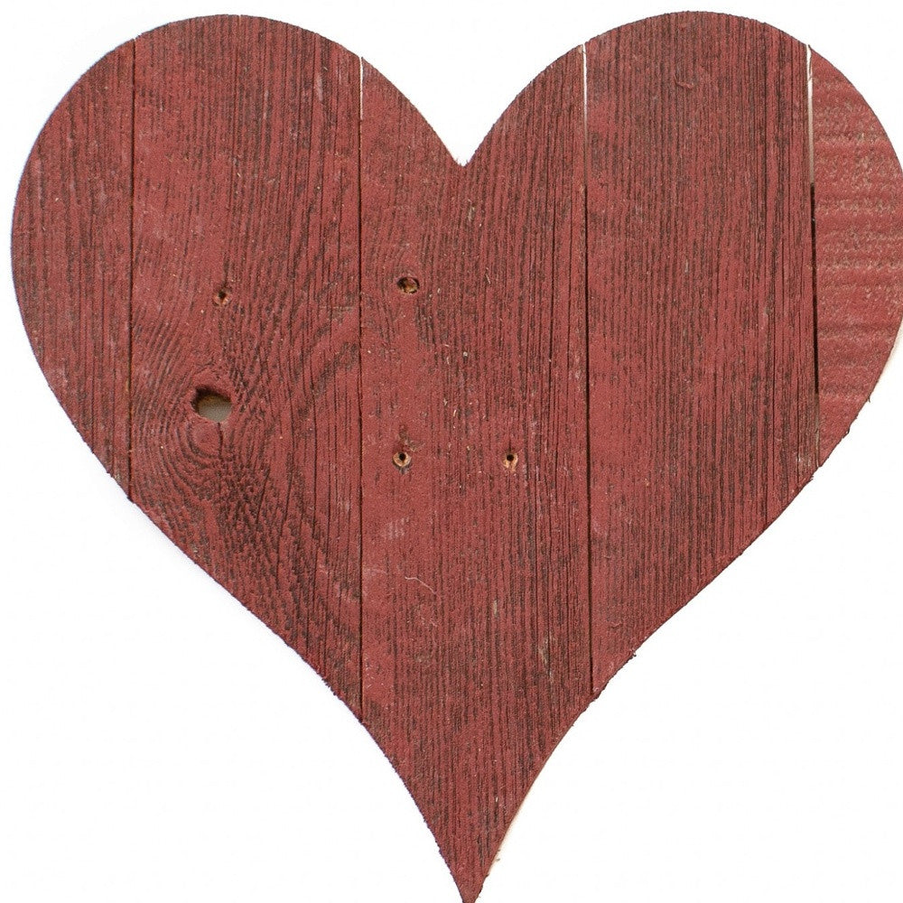 12" Farmhouse Red Wooden Heart