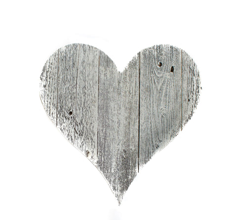 18" Rustic Farmhouse White Wash Wooden Heart