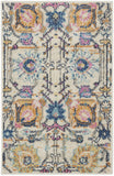 7' X 10' Orange And Ivory Floral Power Loom Area Rug