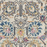 7' X 10' Orange And Ivory Floral Power Loom Area Rug