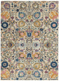 7' X 10' Orange And Ivory Floral Power Loom Area Rug
