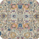 7' X 10' Orange And Ivory Floral Power Loom Area Rug