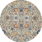 7' X 10' Orange And Ivory Floral Power Loom Area Rug