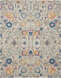 7' X 10' Orange And Ivory Floral Power Loom Area Rug