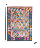 2’ X 3’ Ivory And Magenta Tribal Pattern Scatter Rug