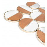 Set of Twelve Gold and Walnut Round Steel Framed Accent Mirror