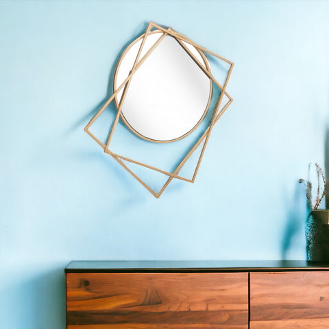 Geometric Overlaps Gold Finish Wall Mirror