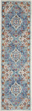 8' Blue And Ivory Power Loom Runner Rug