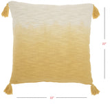 22" Yellow Ombre Tasseled Throw Pillow