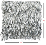 Shiny Gray Shaggy Throw Pillow