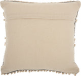 20" Gray and Cream Cotton Blend Throw Pillow With Embroidery