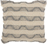 20" Ivory and Gray Striped Throw Pillow With Texture