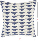 20" Navy Blue And Ivory Triangles Throw Pillow