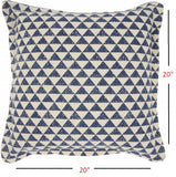 Indigo And Ivory Triangle Design Throw Pillow