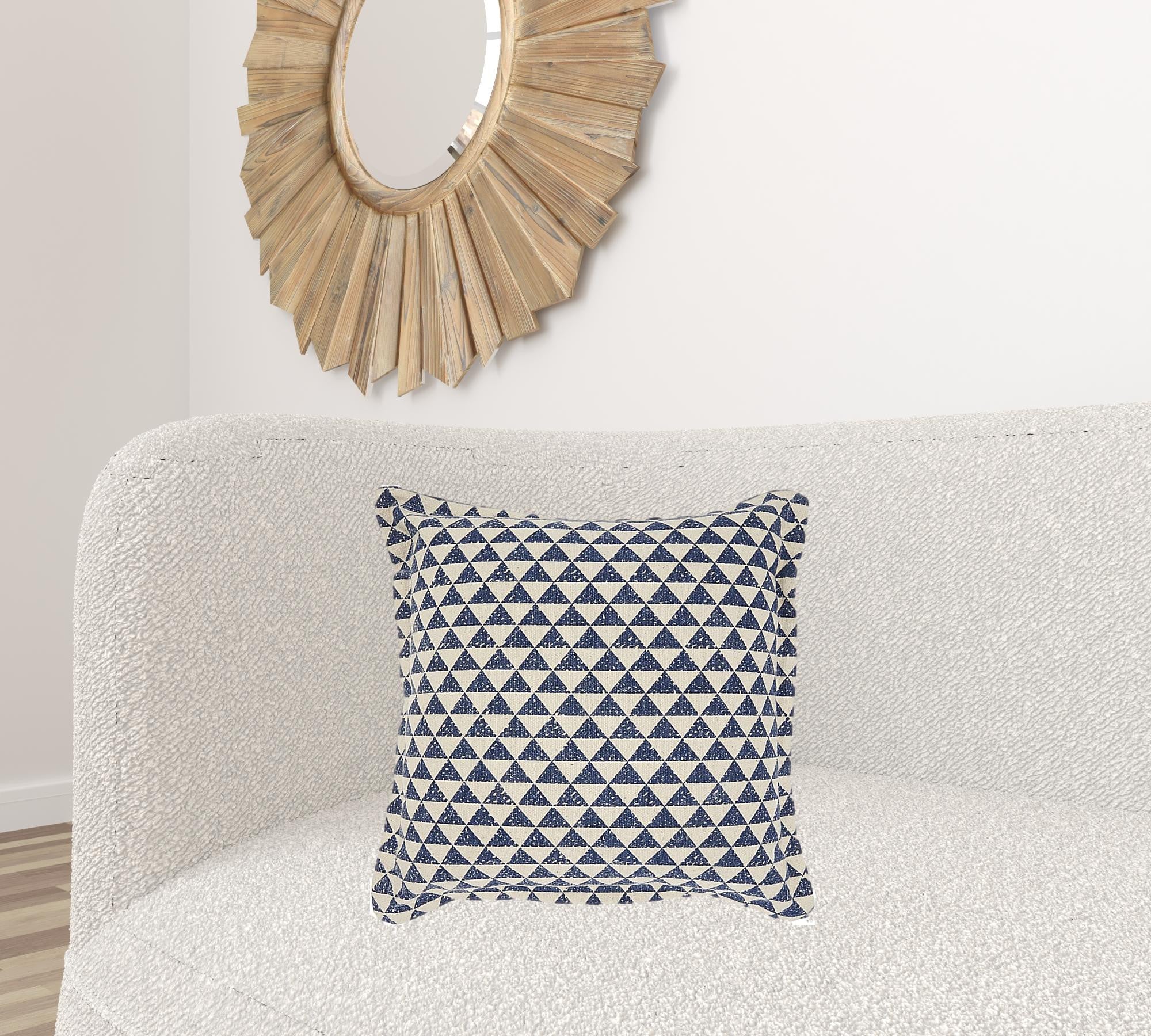 Indigo And Ivory Triangle Design Throw Pillow