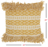 Mustard And Ivory Textured Throw Pillow