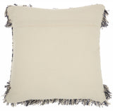 20" Blue and Ivory Geometric Cotton Throw Pillow With Fringe