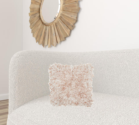 Shaggy Chic Blush And Ivory Throw Pillow