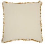 Soft Shaggy Yellow And White Spotted Throw Pillow