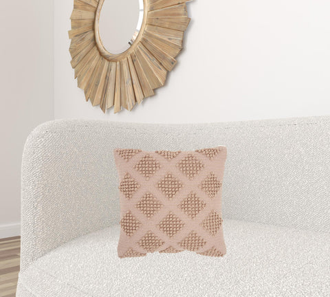 Blush Textured Diamonds Throw Pillow