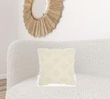 18" Ivory Textured Diamonds Throw Pillow