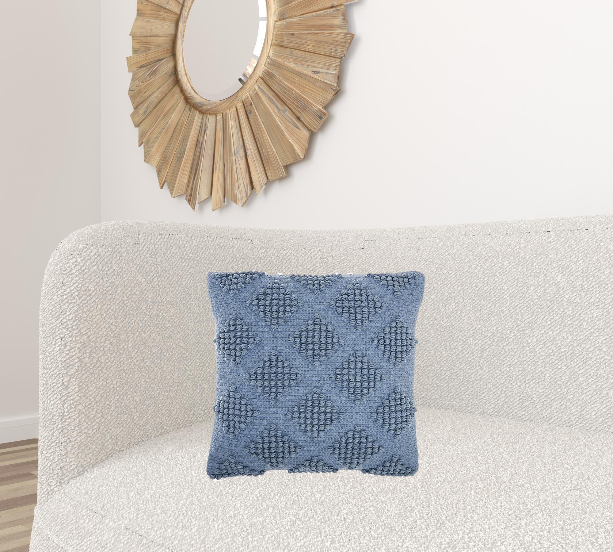 Soft Blue Textured Diamonds Throw Pillow