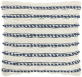 Navy Blue And Ivory Textured Stripes Throw Pillow