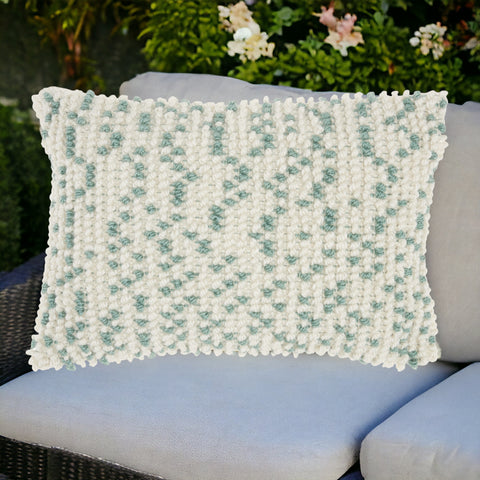 5" X 14" Light Blue Ribbed Indoor Outdoor Throw Pillow