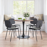 Brown and Black Round Dining Table