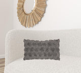Dark Gray Embossed Rose Lumbar Pillow