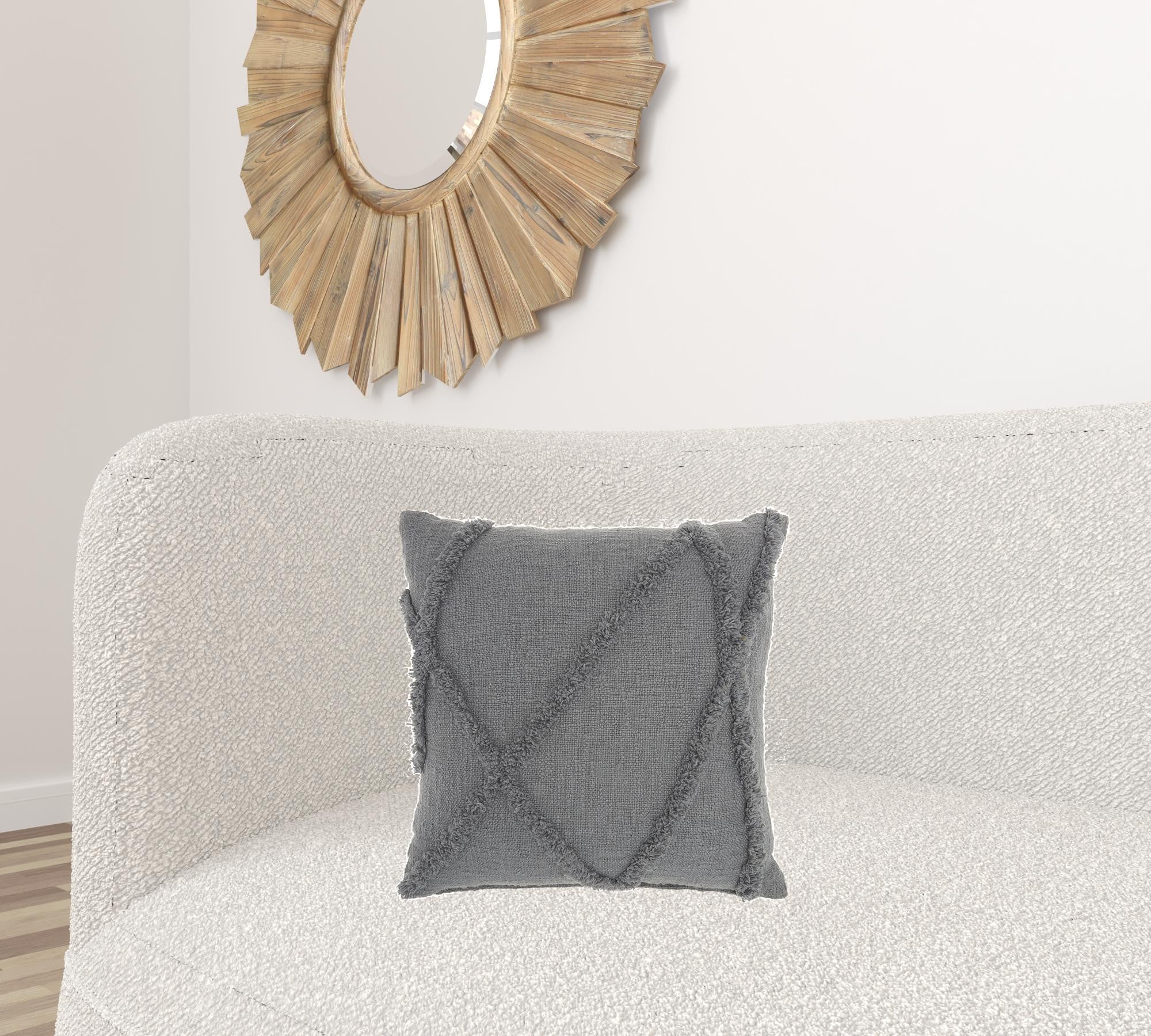 Boho Chic Gray Textured Lines Throw Pillow