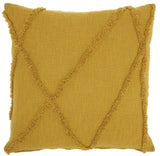 Dark Mustard Abstract  Shaggy Detail Throw Pillow