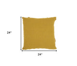 Dark Mustard Abstract  Shaggy Detail Throw Pillow