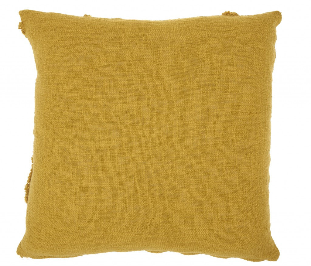 Dark Mustard Abstract  Shaggy Detail Throw Pillow