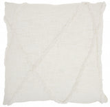 White Abstract  Shaggy Detail Throw Pillow