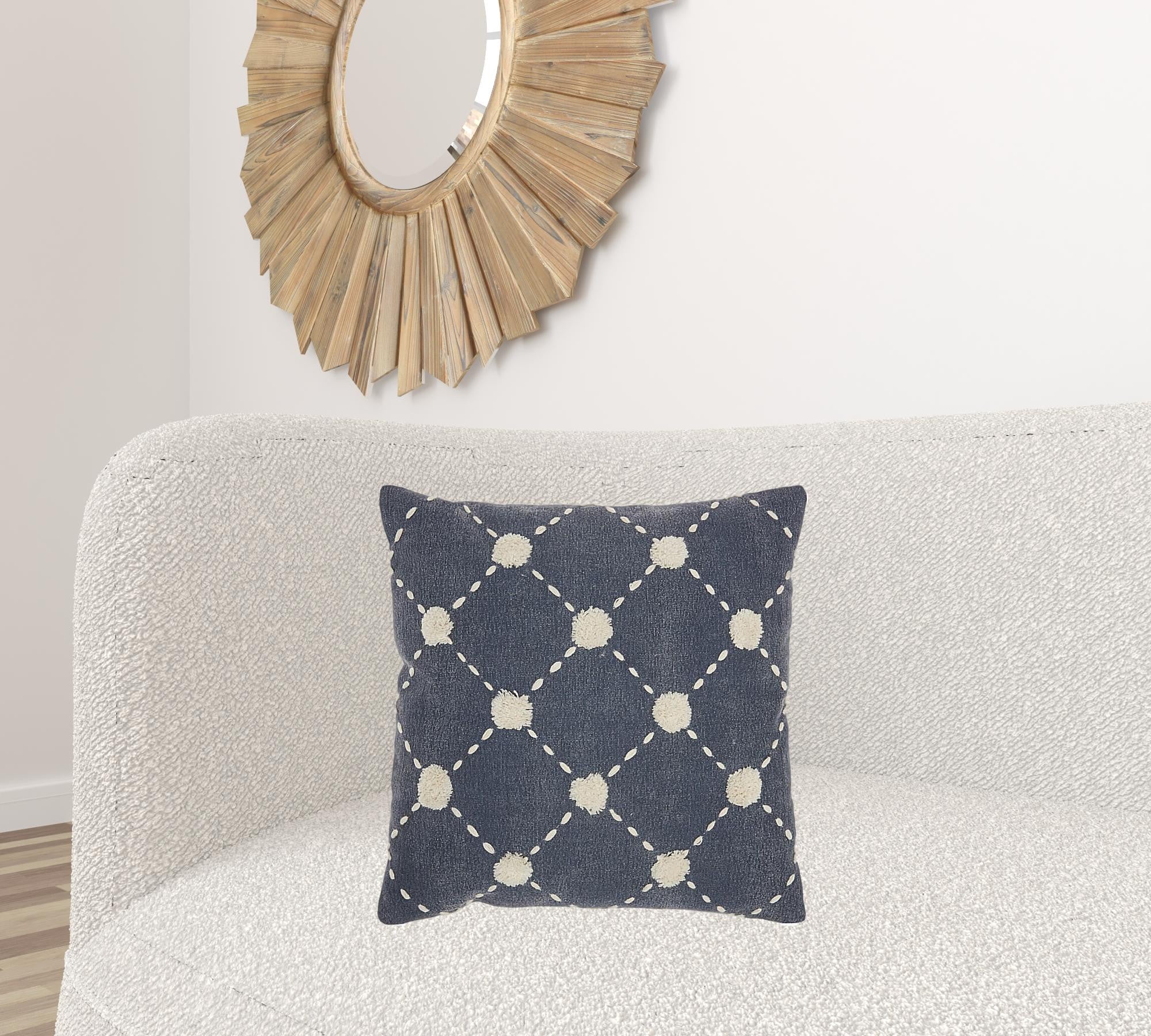 Glamorous Handcrafted Navy Accent Throw Pillow