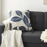 Floral Handcrafted Navy Accent Throw Pillow