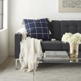 Boho Handcrafted Navy Accent Throw Pillow