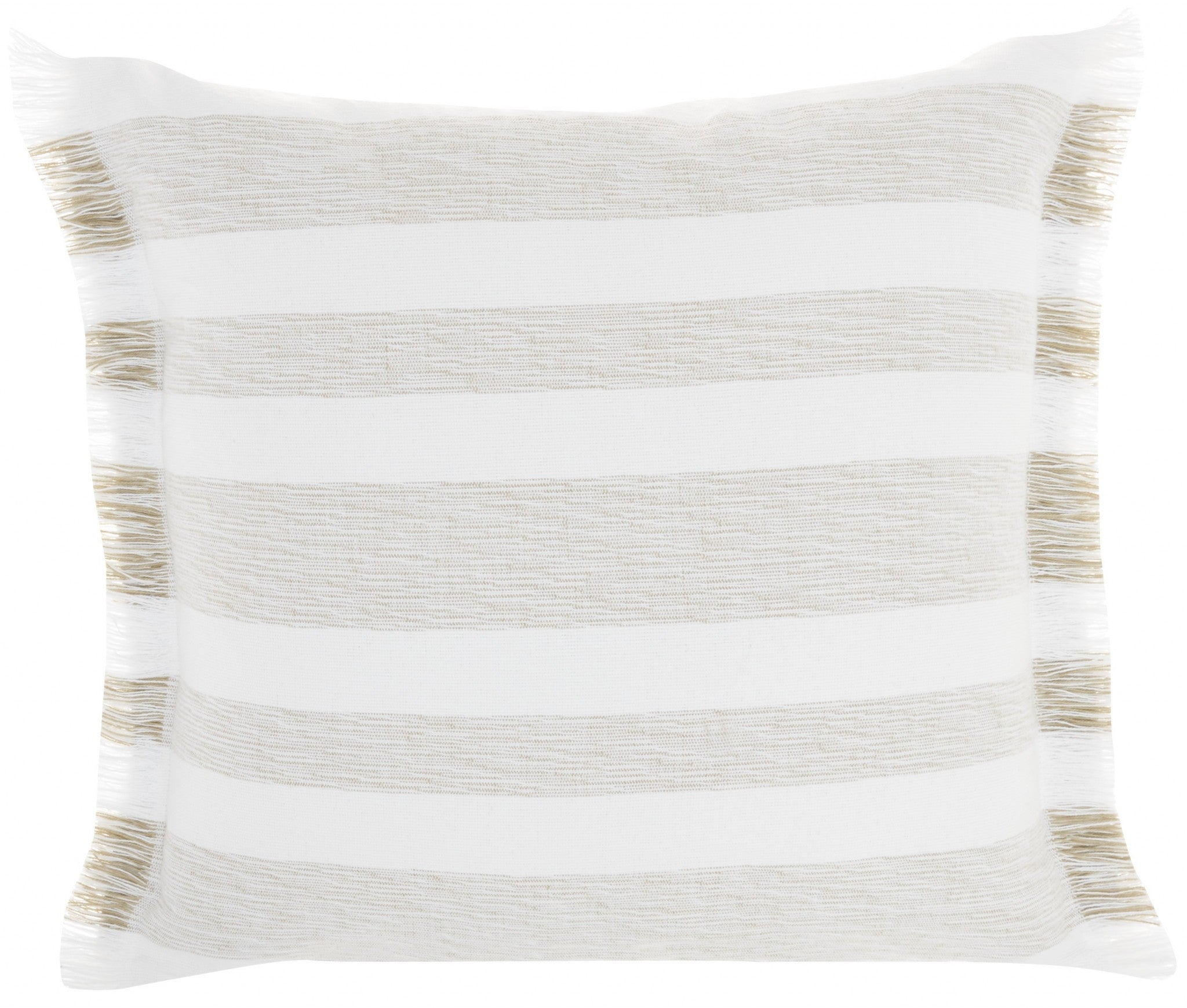 Taupe And White Soft Stripes Throw Pillow