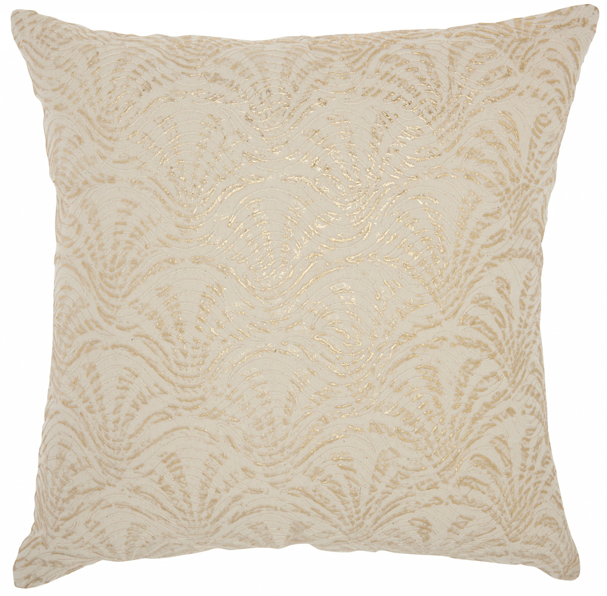 Contemporary Handcrafted Ivory Gold Accent Throw Pillow