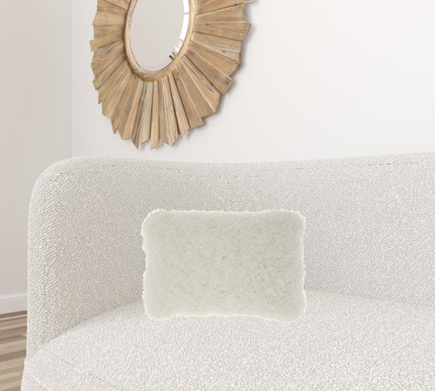 White Knubby Plush Lumbar Throw Pillow